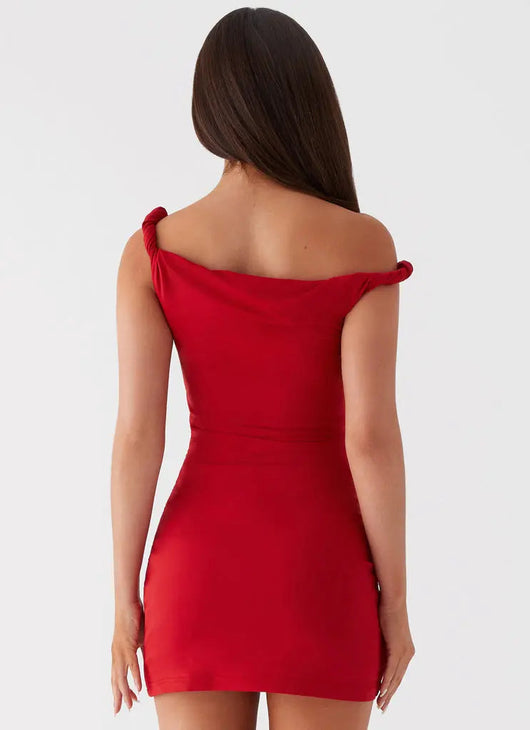 Twist Shoulder Mini Dress EFFINI