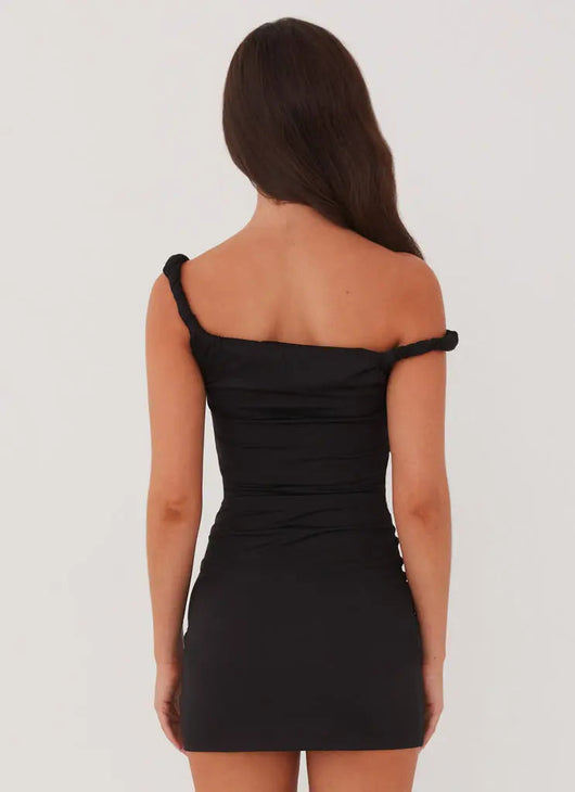 Twist Shoulder Mini Dress EFFINI